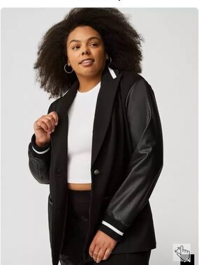 torrid faux leather black Varsity Blazer Jacket